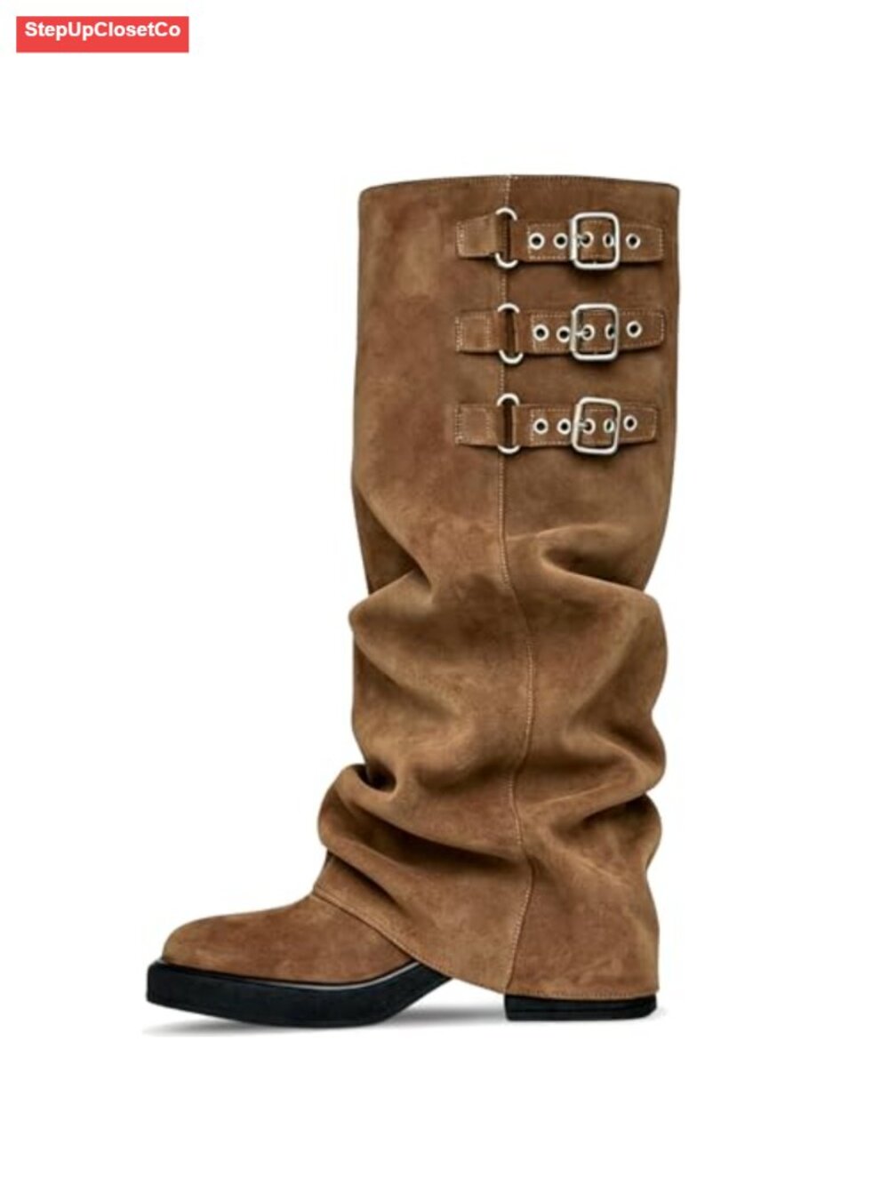 Fold Over Knee High Boots Slouch Chunky Goth Platform Boots for Women